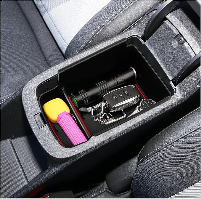 SXCY Fit for 2024 2025 Chevy Trax Center Console Organizer Tray 2024 2025 Chevy Trax Accessories(LS LT 1RS 2RS ACTIV) Armrest Storage Box Console Tray for 2024 2025 Trax Console Organizer Red Mats