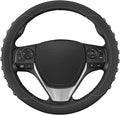 Motor Trend FlexGrip Gray Steering Wheel Cover for Cars – Standard 15 inch Car Steering Wheel Cover, Gray and Black Steering Wheel Protector for Auto Truck Van SUV