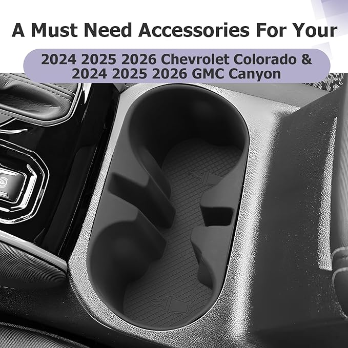 LUWU 2025 2026 Colorado Center Console Cup Holder Compatible with 2023 2024 2025 2026 Chevrolet Colorado & GMC Canyon Interior Accessories Center Console Silicone Material Cup Holder Insert