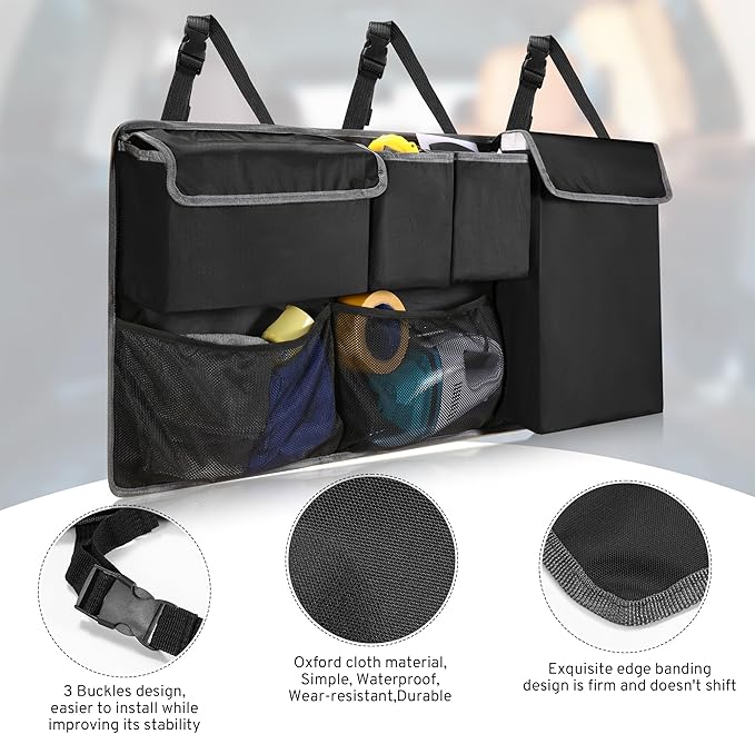 XHRING Car Trunk Organizer Backseat Hanging Storage Bag for Toyota Rav4 4Runner Sienna Highlander Corolla Cross Sequoia Venza Yaris SE XSE LE Hybrid XLE Limited Platinum SUV Accessories 2000-2025 2026
