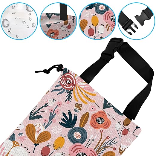 ghatobty Car Trash Bag Creative Floral Car Garbage Bag Hanging Car Trash Can for Back Seat with Drawstring, Waterproof Garbage Bags for Car Accessories Vehicle Travelling Camping Outdoor