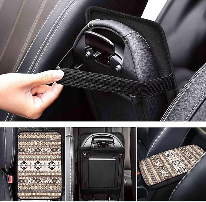 Fashion Aztec Armrest Cover Car Easy to Install Car Center Console Cushion Pad Universal Cars Interior Accessories Cars Arm Rest Cover Fashion Auto Interior
