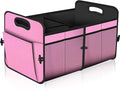 Femuar Car Trunk Organizer,Car Storage Organizer with 72L Large Capacity Waterproof Collapsible and 11 Pockets,Trunk Organizer for Car Suv/Jeep/Sedan, Large Size, Pink
