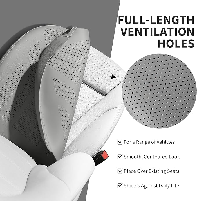 CAPITAUTO 1 Piece Seat Covers Front PU Leather Car Seat Covers, Universal Bottom Seat Covers for Cars,Full Wrapping Edge Fits 95% of car (Gray)