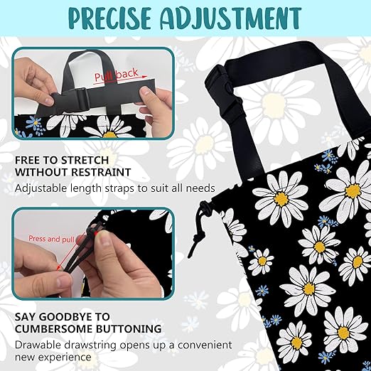 KXWQTRDD Car Trash Bag White Daisies Blue Flowers Leak-Proof Car Garbage Bag with Drawstring Foldable Canvas Trash Bin with Adjustable Buckle for Car Accessories, Travelling, Camping