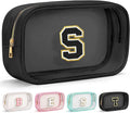 YOOLIFE Travel Clear Makeup Bag Toiletry Bag, Make up Bag Waterproof Toiletry Bags for Women Cosmetic Bag Valentines Gifts for Women Personalized Mother Girlfriend Wife Gifts Black S