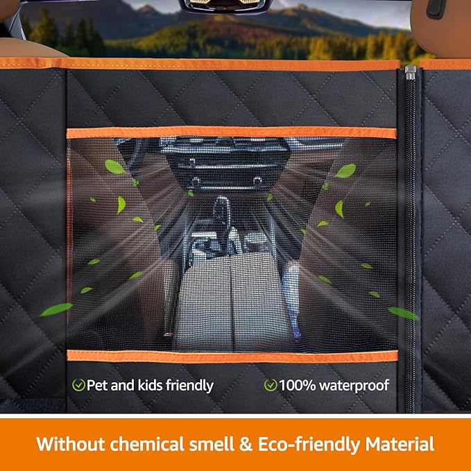 iBuddy Car Seat Cover for Dogs Offer Large Space Hard Bottom Back Seat Extender Support 420LB, Waterproof Dog Hammock Protects Rear Seat from Fur, Scratches and Dirt for Car/SUVs Easy to Clean