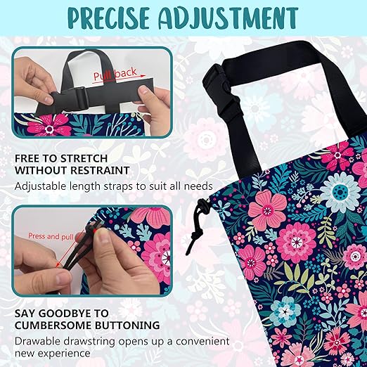 KXWQTRDD Car Garbage Bag Abstract Blue Pink Flowers Hanging Canvas Car Trash Bag Waterproof Drawstring Car Back Seat Organizer for Car Back Front Seat Console with Adjustable Buckle