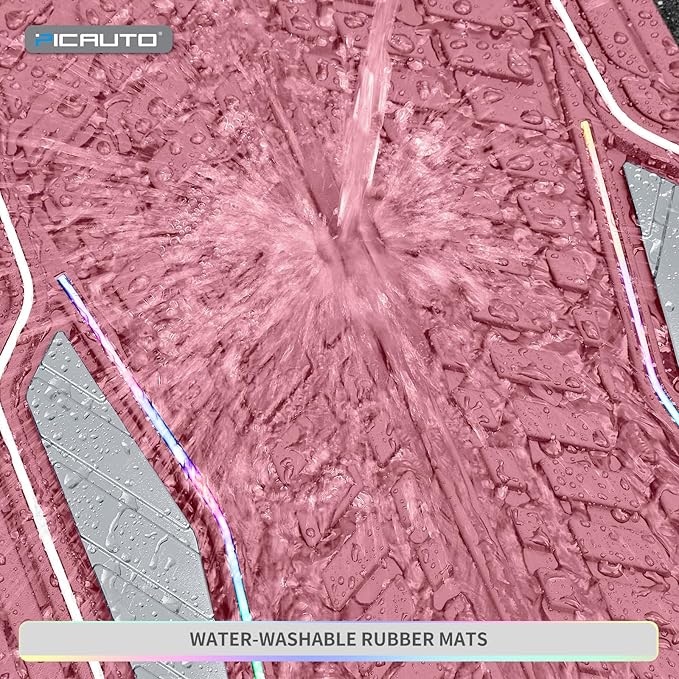 PIC AUTO All Pink Car Floor Mats, Aluminum-Molded with Full-Circle Iridescent Inlay Strip Car Mats, Universal-Fit Rubber Mats for Cars, Trucks & SUVs, All-Weather, Non-Slip, Easy-to-Clean Interior Mat