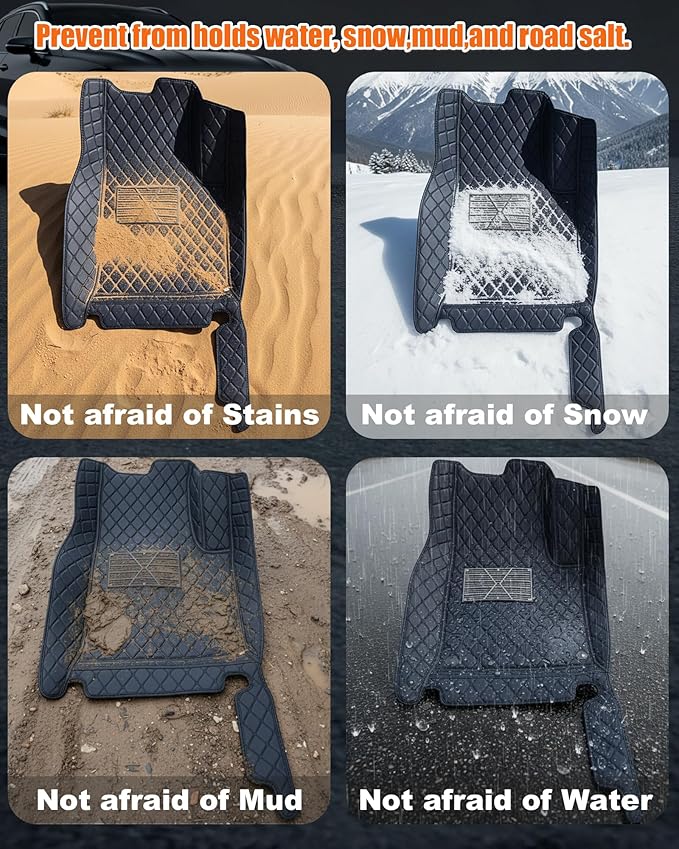 All-Weather car Floor MATS-Suitable for 99% of car Models,Leather car mat, offering Personalized Embroidery and Multiple Color Options,Provide Protection for car Rug (2+1Green)