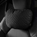 3W Headrest Pillow for Driving with Bio-Fleece Filling, Breathable Suede Cover, Ergonomic Design for Pain Relief, Cushion with Adjustable Strap for Car Automative, Black