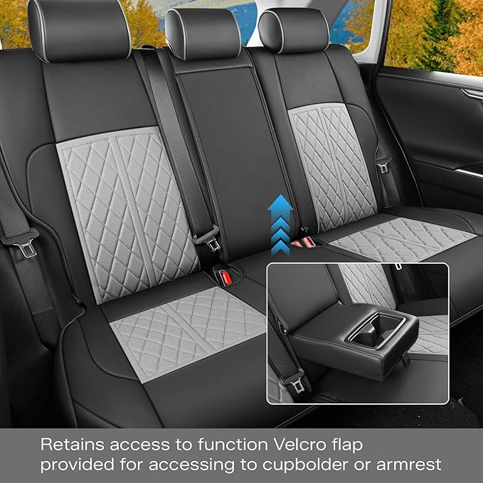 DuDuWang Seat Covers Custom Fit for 2024-2025 Tacoma Pickup Truck Seat Cover Protector Cushion with Faux Leather Waterproof (BlackGrey, Full Set)