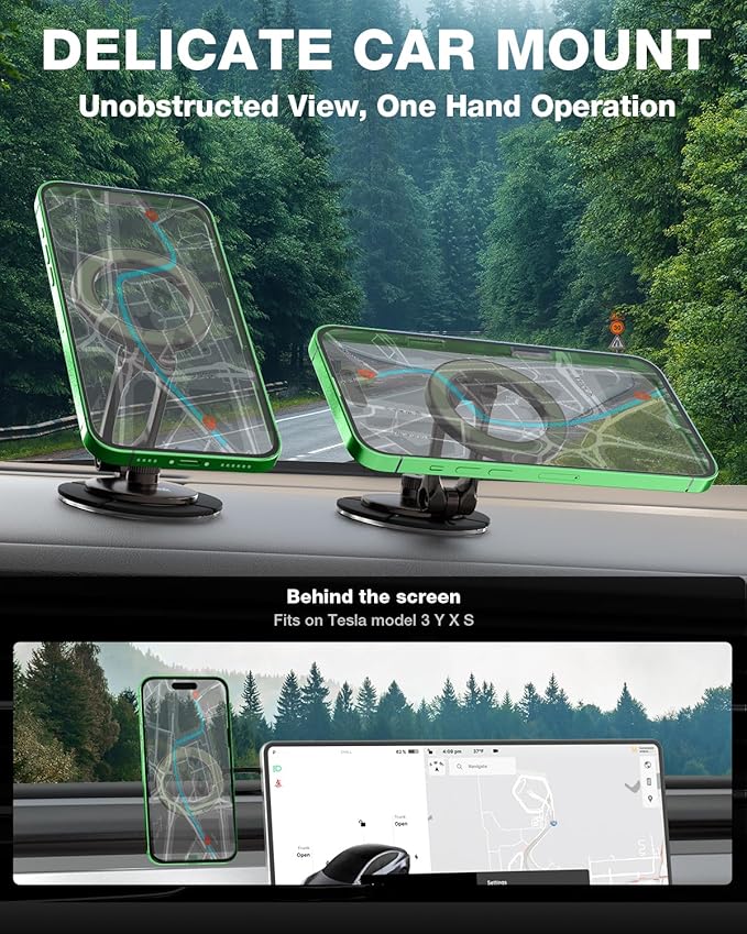 Smolink Magnetic Car Phone Holder, Zinc Alloy Material for Magsafe Car Mount Never Drop, Universal 360°Pro Adjustable Car Phone Holder Mount for iPhone 16 Pro Max 15 14 13 Series All Phones, Green