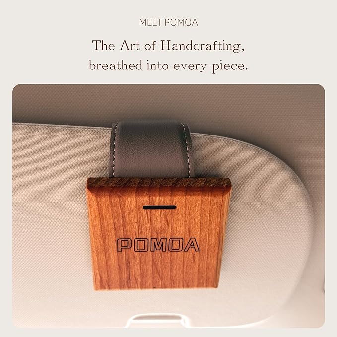 Car Air Freshener with Premium Leather Visor Clip, North American Alder Wood Scent Diffuser, Refillable Solid Wood Odor Eliminator for Vehicle Cabin, Truck & SUV, No Liquid (Wild Dew)