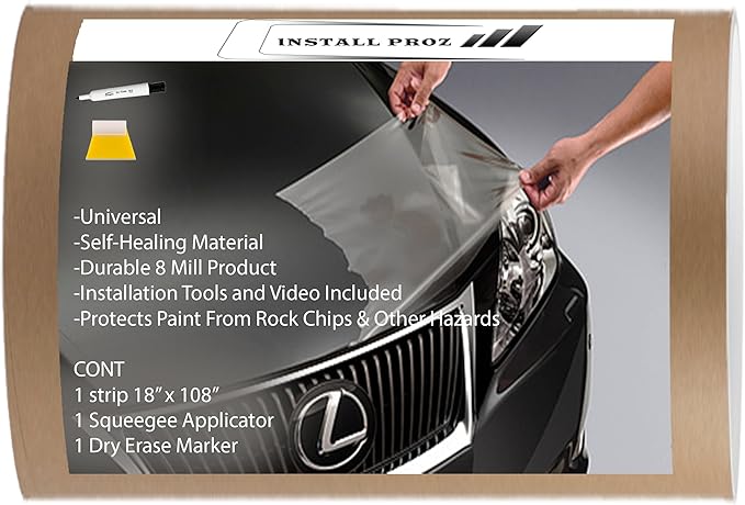 Install Proz Self-Healing Clear Paint Protection Film 18"x108" (Hood Strip Kit)