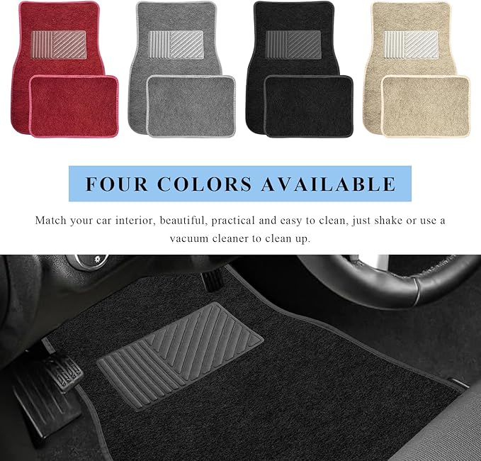 4PCS Car Floor Mats, Waterproof Non-Slip Car Floor Liners with Safety Heel Pad, All-Weather Wear-Resistant Mats Heavy Duty Universal Carpets for Truck SUV Van Sedan (Black)