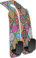 Purse Hook for Car Vintage Boho Mandala Flowers 1 Pack Headrest Back Seat Hook Premium Leather Double Metal Hanger Storage Pack Bag Purse Holder Car Accessories