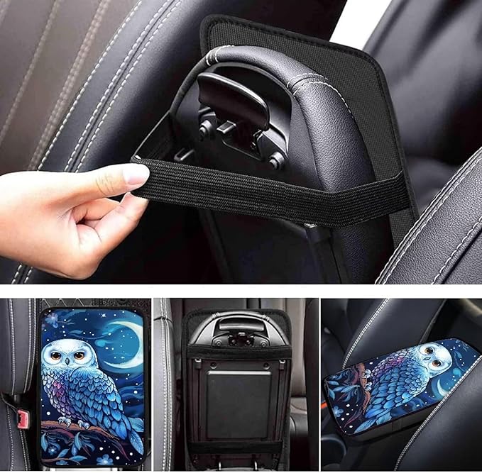 Mintutlipy Blue Owl Car Center Console Cover Universal Armrest Cushion for Car Auto Center Console Armrest Box Pad Waterproof