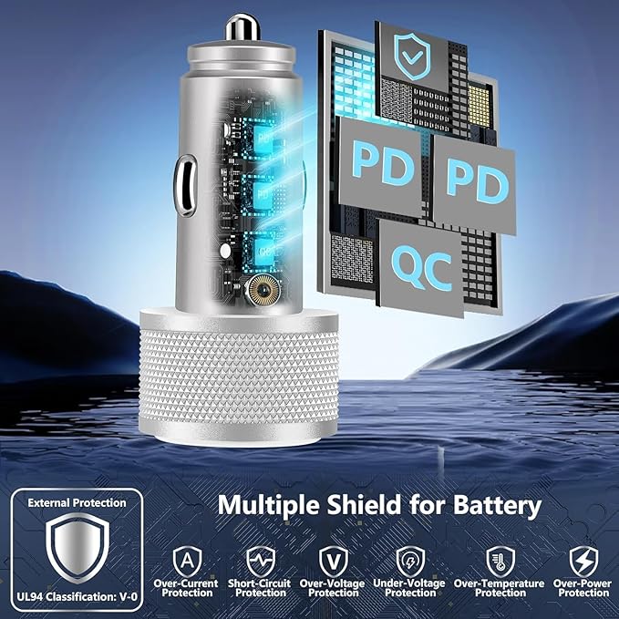 USB C Car Charger for iPhone 17, BAOYUANDA 67W 3-Port USB-C & USB-A Fast Car Charger Cigarette Lighter with 2Pack 3FT USB C to C Cable Fast Charging for iPhone 17/Air/16 Plus/16 Pro/16 Pro Max, iPad
