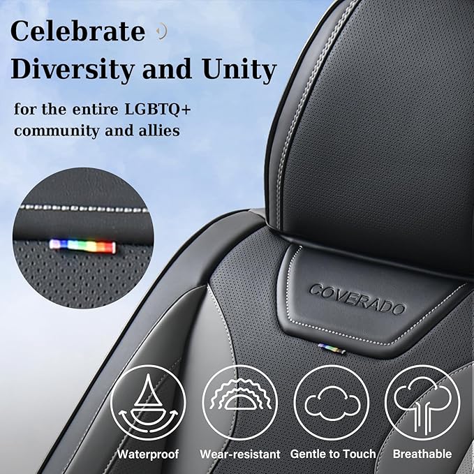 Coverado Car Seat Covers Full Set, Seat Covers for Cars, Front Seat Covers and Back Seat Cover Waterproof Leather Automotive Seat Cover, Universal Car Interior Protectors Cushion for Most Cars
