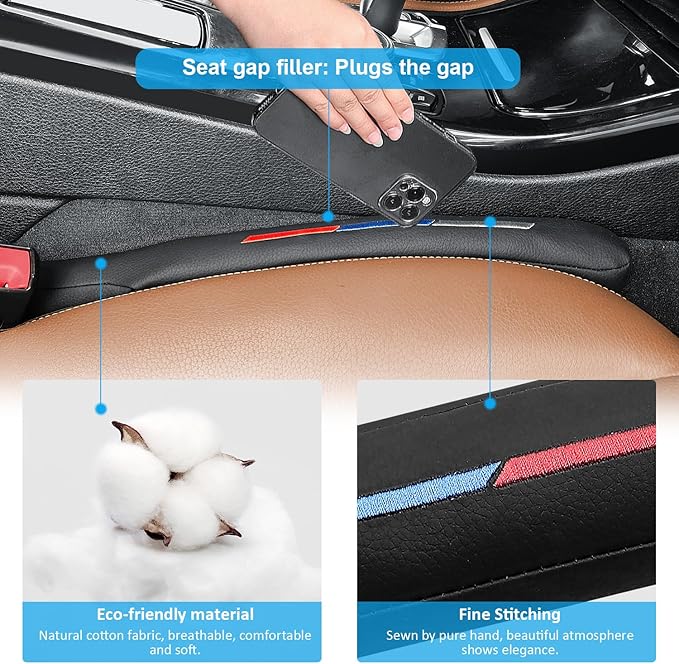 Nosxxus Sports Style Leather Car Seat Gap Filler Spacer Universal Seat Gap Filler Plug Compatible with BMWSeries M1 M3 M5 X1 X5 X6 Z4 3 5 7 Series Console Stop Things from Dropping