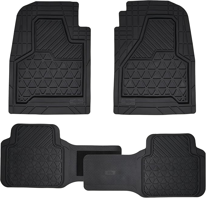 Dickies 3-Piece Black Adjustable-Runner Truck Floor Mats, Heavy-Duty Mats for Trucks — Black