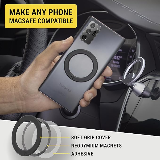 Scosche MPLTMSPCH2-BP0 MagicRing™ Magnetic Adapter Ring for MagSafe Phone Mount, Accessories and Wireless Charging, Universal Metal Sticker Compatible with iPhone, Galaxy and Android Smartphone