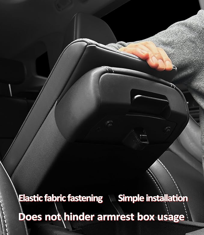 POKSRI Truck Center Console Cover/pad PU Leather,Universal Large Armrest mat, Adjust Driving Posture Cushion,Protector Box,Keep Driving Safety,f150 Sierra Titan silverdo Tundra