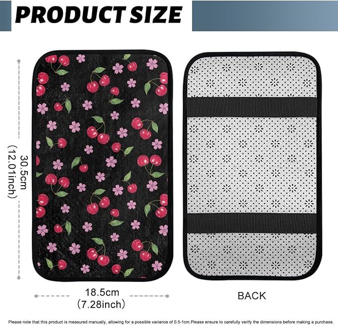 CLOHOMIN Cherry Car Center Console Cover Accessories Cherry Blossom Armrest Seat Box Cover for Most Car, Truck, SUV Thick Automotive Arm Rest Cushion Pad