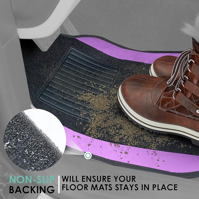 FH Group Automotive Floor Mats – Universal Fit Premium Carpet Car Mats with Driver Heel Pad, Full Set for Cars, SUVs & Trucks - Purple