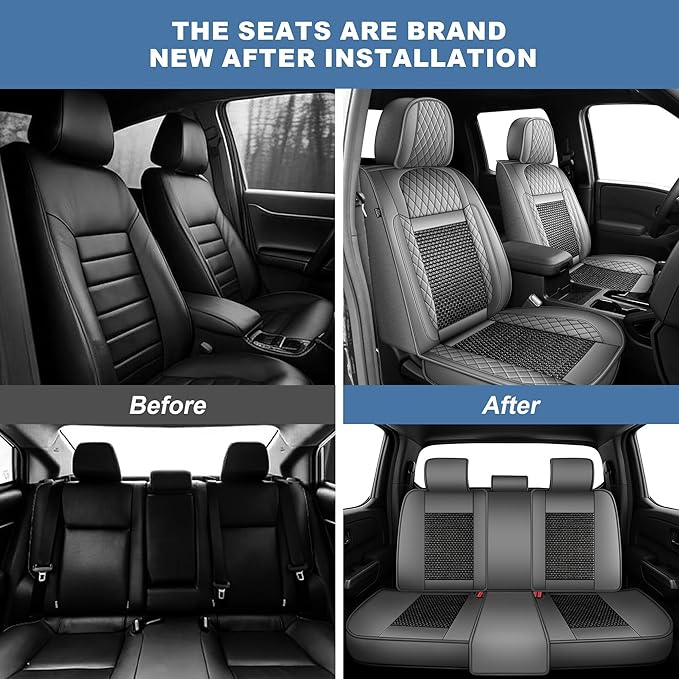 Ahsrnl Seat Covers Fit for Subaru Forester 2007-2025 2026 Full Set Cooling Ice Silk Faux Leather Seat Covers Breathable Seat Cushion Protector（5 Seat,Black&Gray）