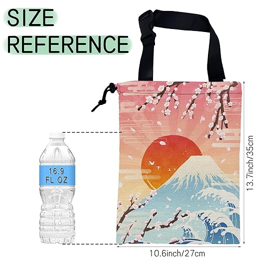NHNXHWIA Plum Blossoms Car Trash Bag,Sunrise Hanging Drawstring Car Garbage Bag,Waterproof Canvas Car Back Seat Organizer with Adjustable Buckle,for Vehicles,SUVs,Camping,Road Trips