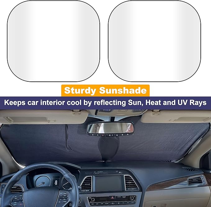 EcoNour Car Windshield Sun Shade Foldable | Front Windshield Shade for Sun, Heat and UV Rays | Sunshade for Car Front Window and Interior Sun Protection | M-(31 * 28 inches)