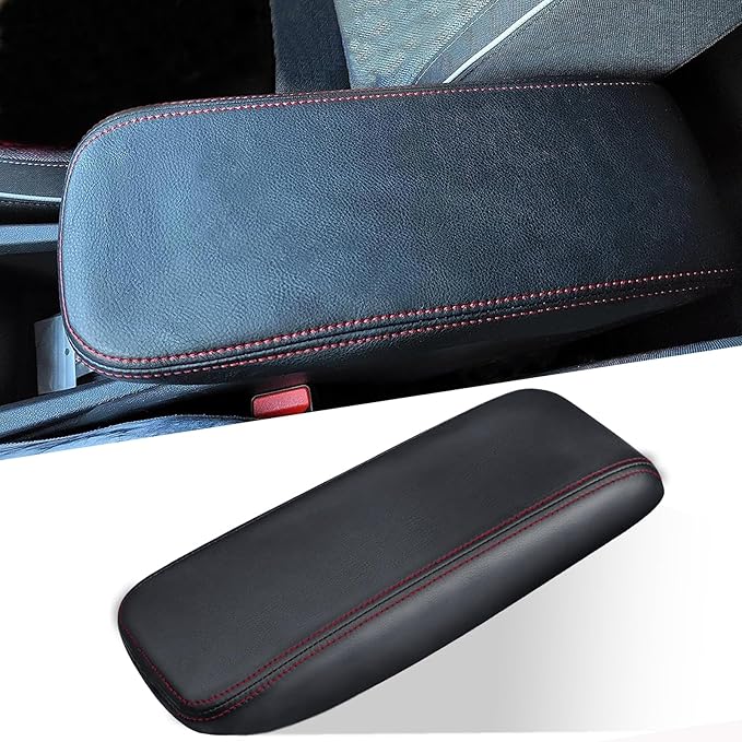 Center Console Cover for Chevy Trailblazer 2026 2025-2021- Scratch-Resistant & PU Leather Middle Console Cover for Chevy Trailblazer 2021-2026 Interior Accessories (Red Stitches)