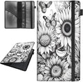 Car Registration and Insurance Holder,Leather Vehicle Glove Box Organizer Wallet for Document,Perfect for any Car,Truck,Motorcycle,Driver License,Trailer or Boat,Men & Women,Butterfly and Sunflower