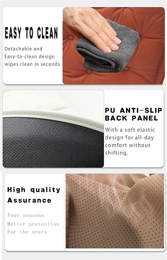 ontto Cooling Car Seat Cushion,Universal Auto Front Bottom Seat Cover for Most Vehicles,PU Leather Seat Protector Refreshing and Non-Slip Seat Pad,Dark Brown(1 PC)