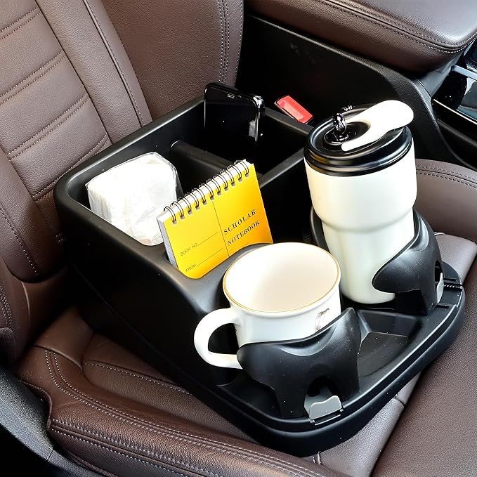 Keyiduid Center Console for Cars, Car Console Organizer with Drink Holder, Console Adjustable Cup Holder for Trucks, Floor Console for Truck, Minivans, Suvs, Vehicle Organizer (Black)