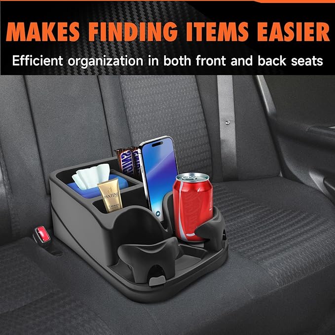 Keyiduid Center Console for Cars, Car Console Organizer with Drink Holder, Console Adjustable Cup Holder for Trucks, Floor Console for Truck, Minivans, Suvs, Vehicle Organizer (Black)