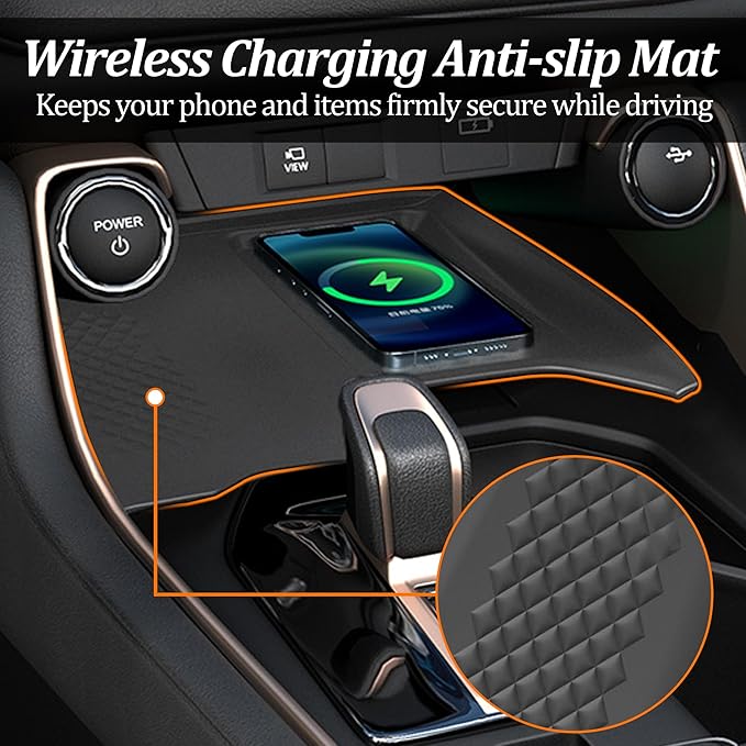 Wireless Charging Anti-Slip Mat for Grand Highlander, Black Silicone Protective Pad Phone Charger Pad for 2024 2025 Grand Highlander Center Console Interior Accessories
