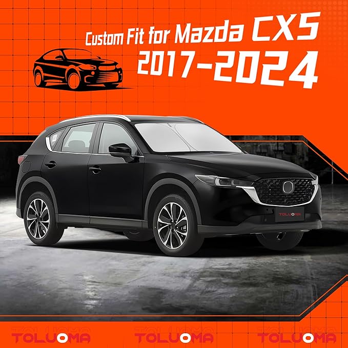Toluoma Custom Fit Windshield Sun Shade for Mazda CX5 2017-2025 - Full Coverage, 210T Reflective Fabric, Double-Layer Design - Blocks 99% UV Rays, Keeps Car Cool, Easy to Install and Store