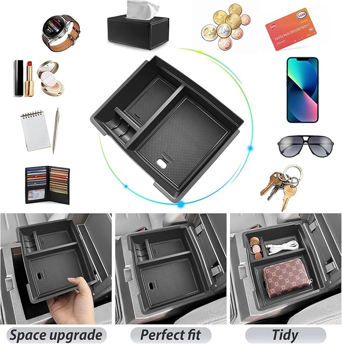 SKTU for 2024 2025 2026 Toyota Tacoma Center Console Organizer Toyota Tacoma 2024 2025 2026 Accessories 2024 2025 2026 Tacoma Console Tray for 2024 2025 2026 Tacoma Console Organizer with Coin Holder
