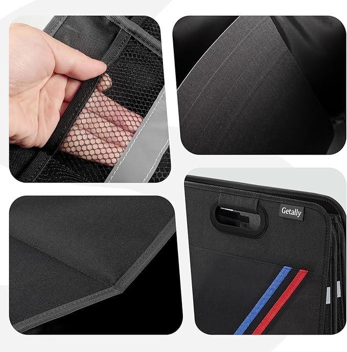 Getally Trunk Organizer for Car， Collapsible Trunk Organizer with Multi Pockets, 3 Compartments Storage Organizer for Car SUV, Truck, Sedan