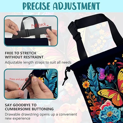 KXWQTRDD Car Garbage Bag Colorful Flowers and Butterflies Hanging Canvas Car Trash Bag Waterproof Drawstring Car Back Seat Organizer for Car Back Front Seat Console with Adjustable Buckle
