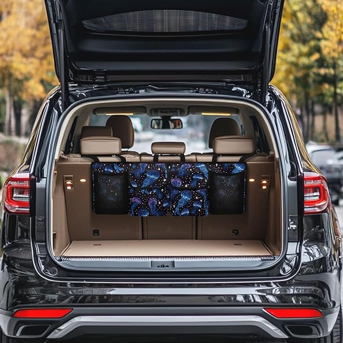 CLOHOMIN Jellyfish Car Storage Organizers for Women Men Car Trunk Mesh Storage Bag Large Capacity Backseat Hanging Organizer Washable Trunk Organizer for SUV Car Accessories