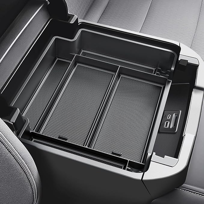 WEIPIN for Center Console Organizer Tray ABS Materials Compatible with 2021-2024 Chevrolet Tahoe& Suburban/GMC Yukon（Standard Console w/Charging Socket - Not for Power Sliding Console