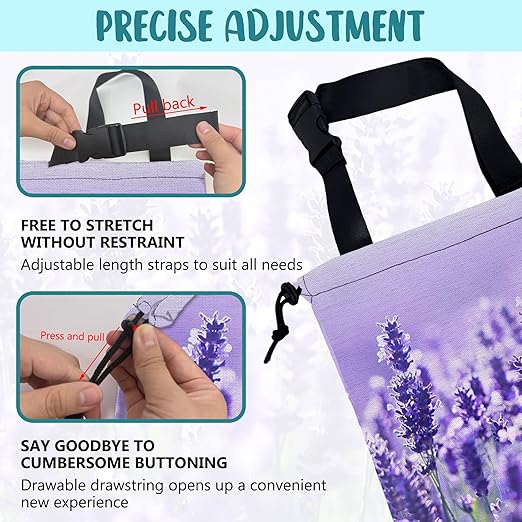 KXWQTRDD Car Garbage Bag Purple Lavender Flowers Drawstring Car Trash Bag Hanging for Back Seat with Adjustable Buckle Canvas Vehicle Trash Can Easy-to-Install