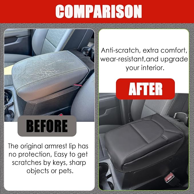 Center Console Cover for Chevy Colorado/GMC Canyon - [Upgraded] Thick & Soft Armrest Cover for Colorado Canyon 2023 2024 2025 2026 Interior Accessories - Black Stitch