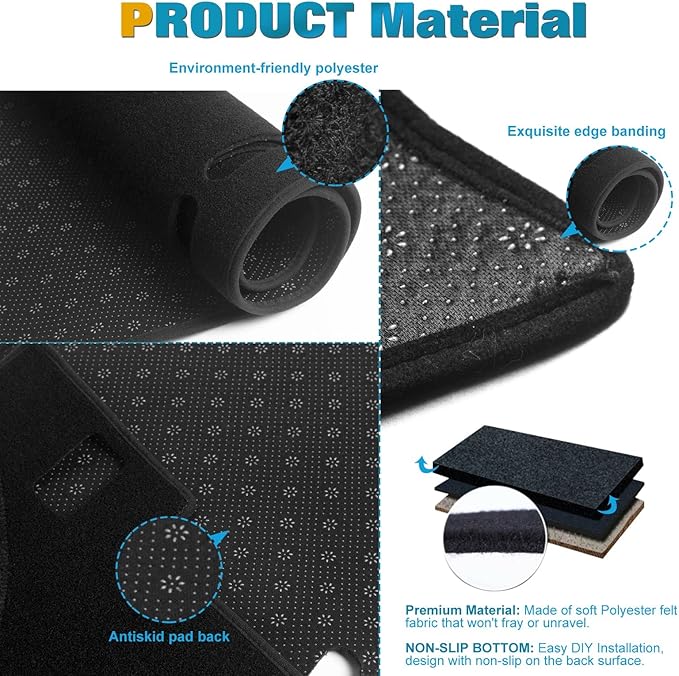 x xotic tech Center Console Dashboard Mat Pre-Cut Non-Slip Sunshield Sun Glare Protector Dash Carpet Pad Black Cover Compatible with Nissan Rogue 2014-2020