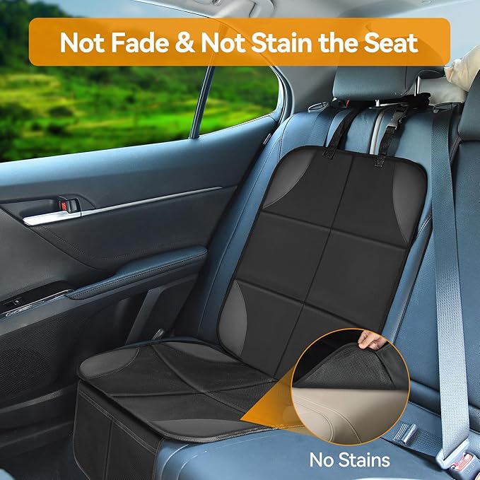 Musclez Car Seat Protectors, Car Seat Covers Waterproof 600D Fabric, Non-Slip Backing & 2 Mesh Pockets Carseat Protector for Baby Child Safety Seats, Pets, Automotive Interior Protection, Pack of 2