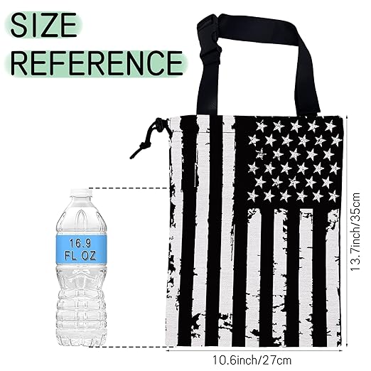 NHNXHWIA Retro American Flag Car Trash Bag,Hanging Drawstring Car Garbage Bag,Waterproof Canvas Car Back Seat Organizer with Adjustable Buckle,for Vehicles,SUVs,Camping,Road Trips